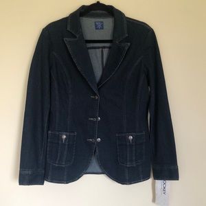 Jockey dark denim jacket, button down, two front pockets. NWT.